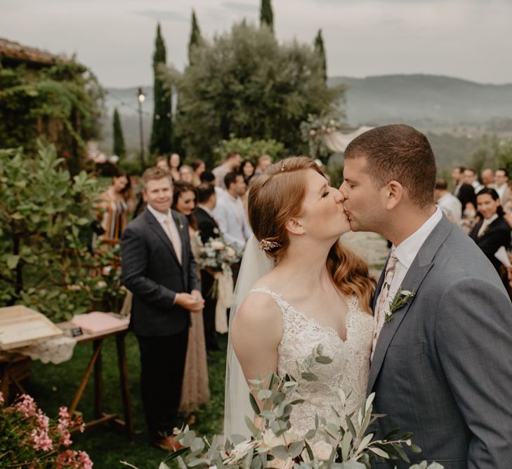 Bride and Groom Kiss