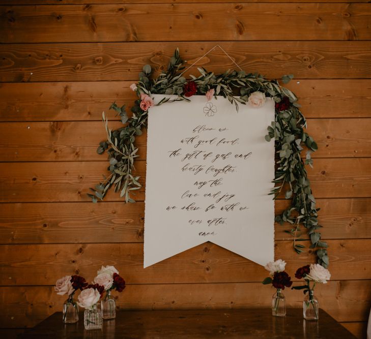 Calligraphy Flag Wedding Decor with Greenery Wedding Decor