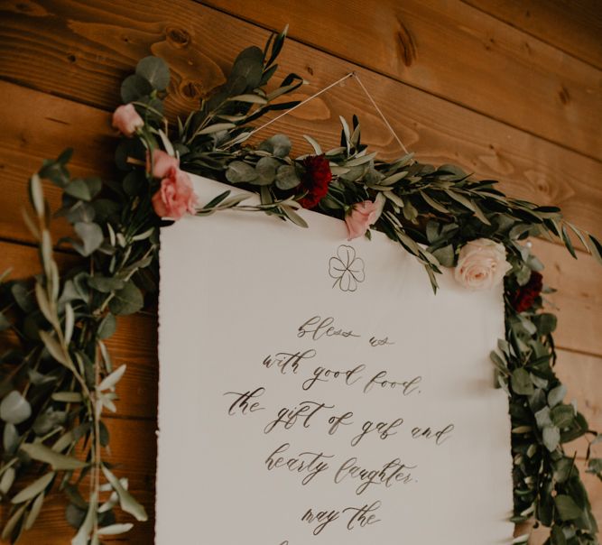 Script Wedding Decor Sign with Foliage Wedding Garland