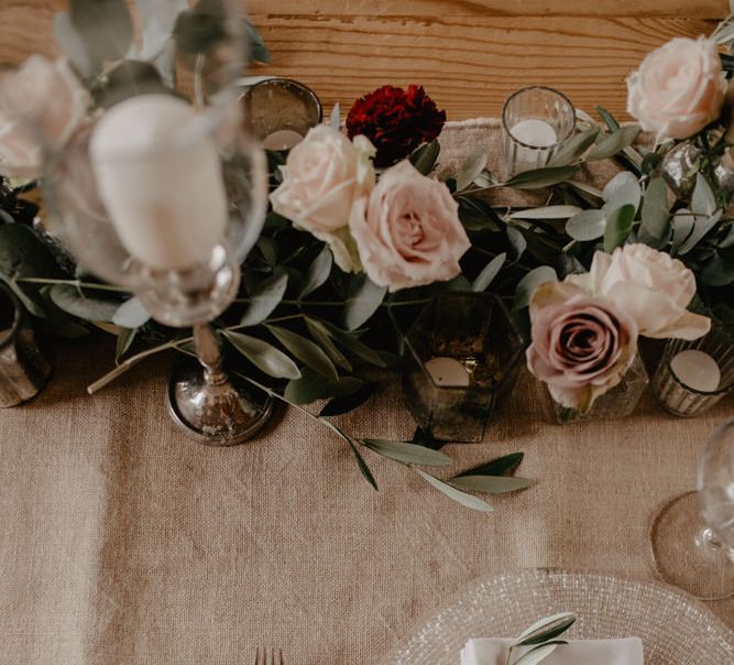 Place Setting with Beaded Place Mat &amp; Floral Table Runner