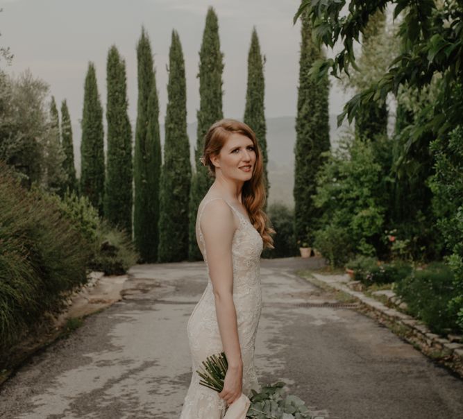 Beautiful Bride in Lace Essense of Australia Wedding Dress