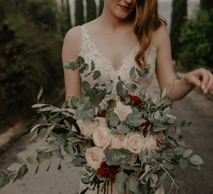 Eucalyptus and Pink Rose Bridal Bouquet