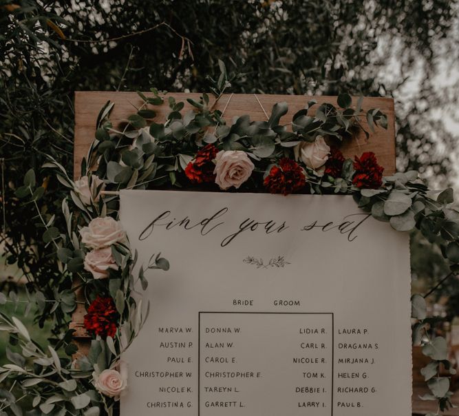 Script Flag Wedding Decor with Floral Garland Wedding Decor