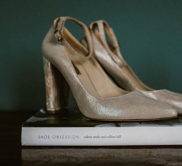 Gold wedding shoes for Chateau Rigaud wedding