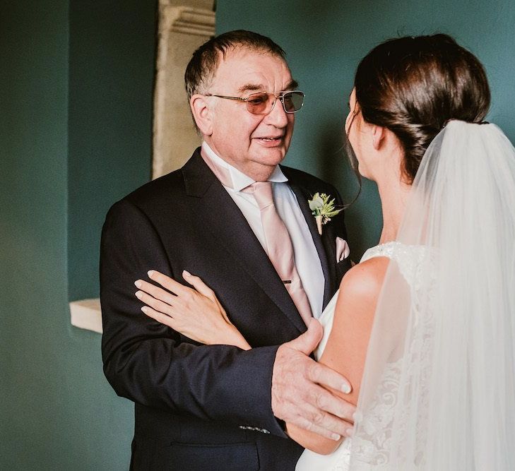 Bride with father at Chateau Rigaud