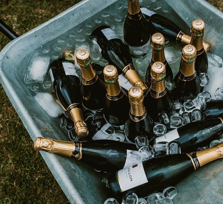 Champagne for wedding guests at French wedding