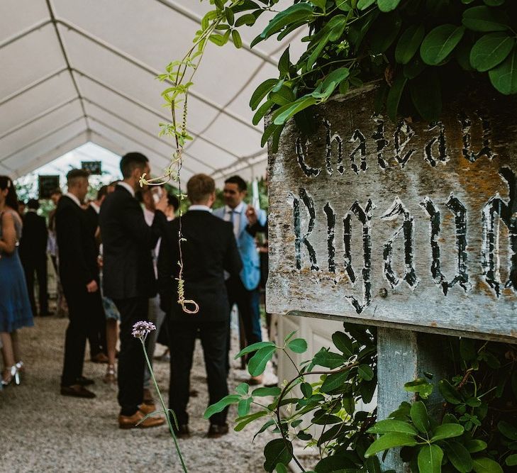 Wedding guests enjoy drinks