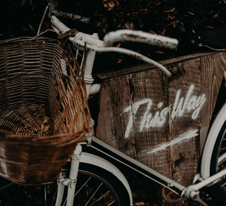 Vintage bicycle wedding sign