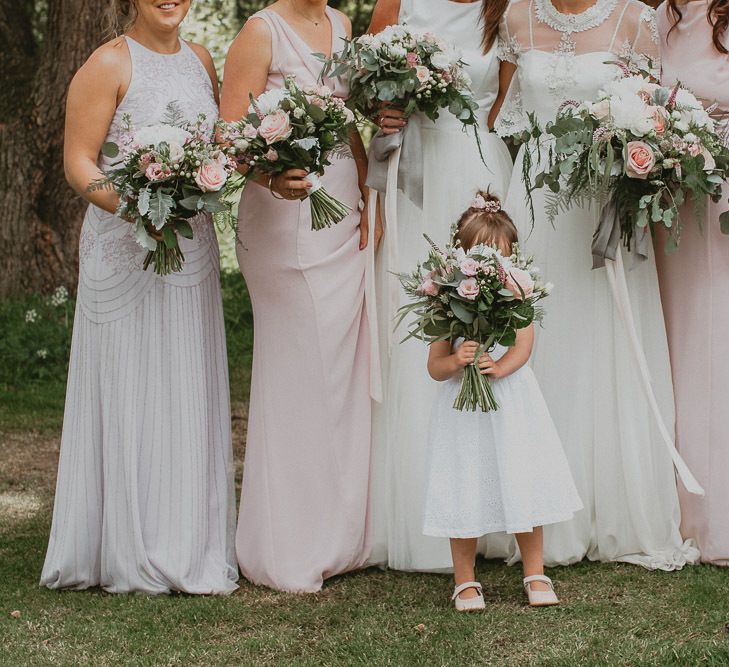 Bridal party pastel wedding bouquets