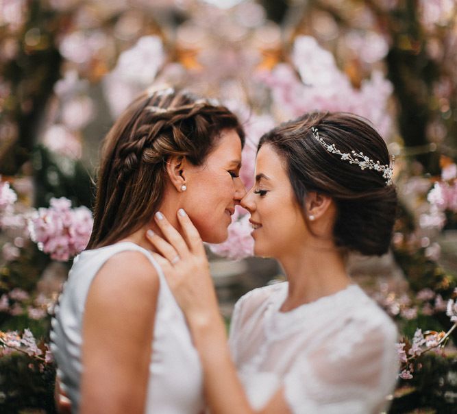 Romantic portrait with bridal braid and jewelled hair vine