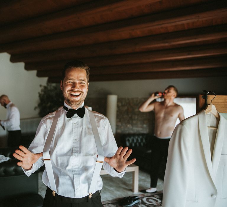 Groom Preparations For Outdoor Wedding