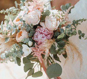 Blush Pink and Peach Peony Wedding Bouquet