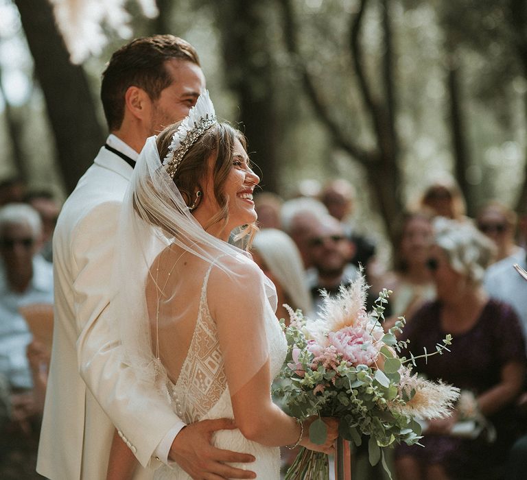 Bride and Groom Meet At Altar