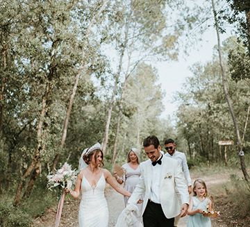 Bride And Groom Walk To Reception