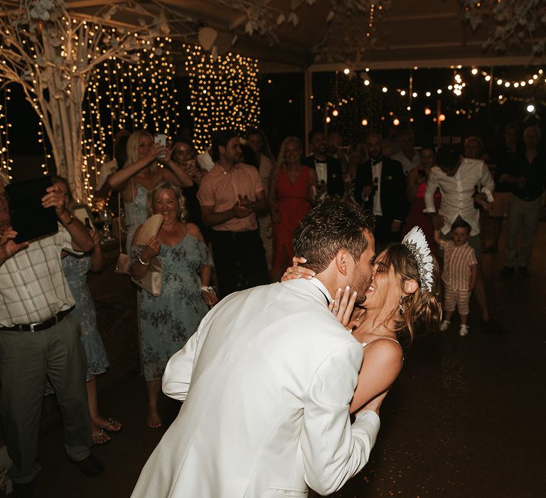 Bride In Feather Headdress For First Dance