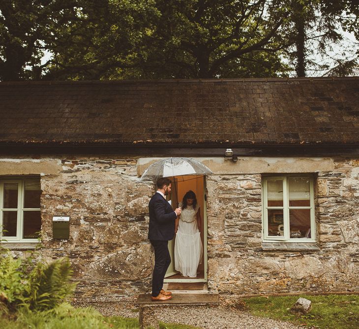 Bridal Entrance in Gatsby Lady Gown | Fusion Rustic Indian Country Wedding at The Green Cornwall | Matt Penberthy Photography