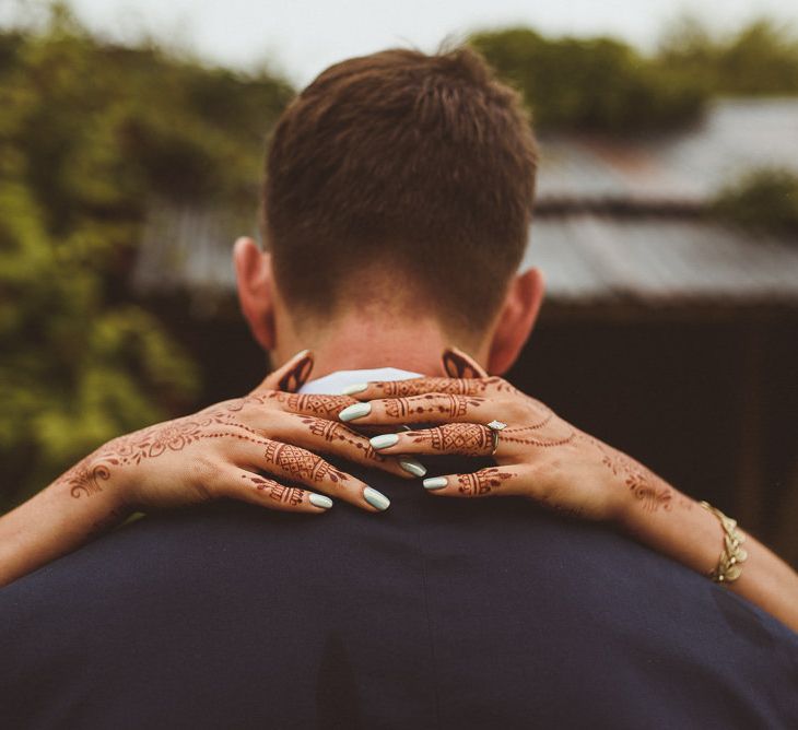 Indian Henna &amp; Nail Art | Groom in Navy Reiss Suit | Fusion Rustic Indian Country Wedding at The Green Cornwall | Matt Penberthy Photography