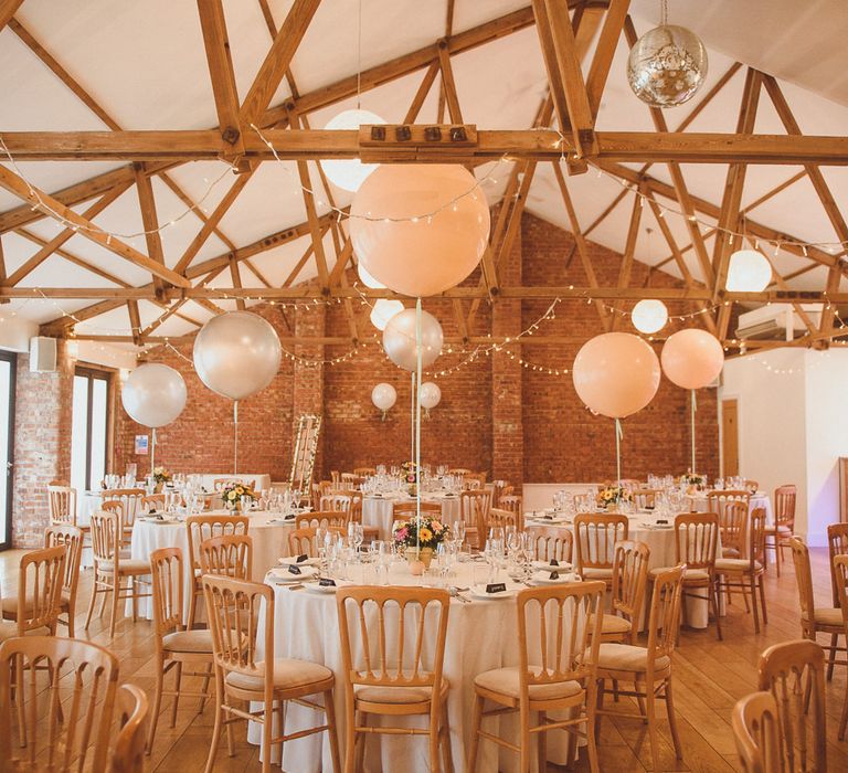 Rustic Barn Reception with Plant Pot Centrepieces &amp; Giant Balloons | Fusion Rustic Indian Country Wedding at The Green Cornwall | Matt Penberthy Photography