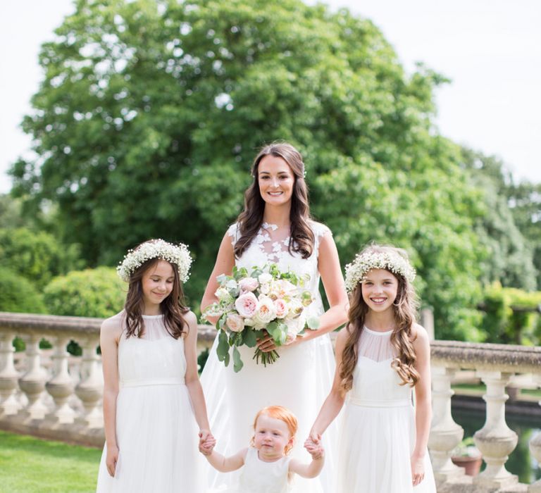 Bride and Flower Girls Wedding Picture