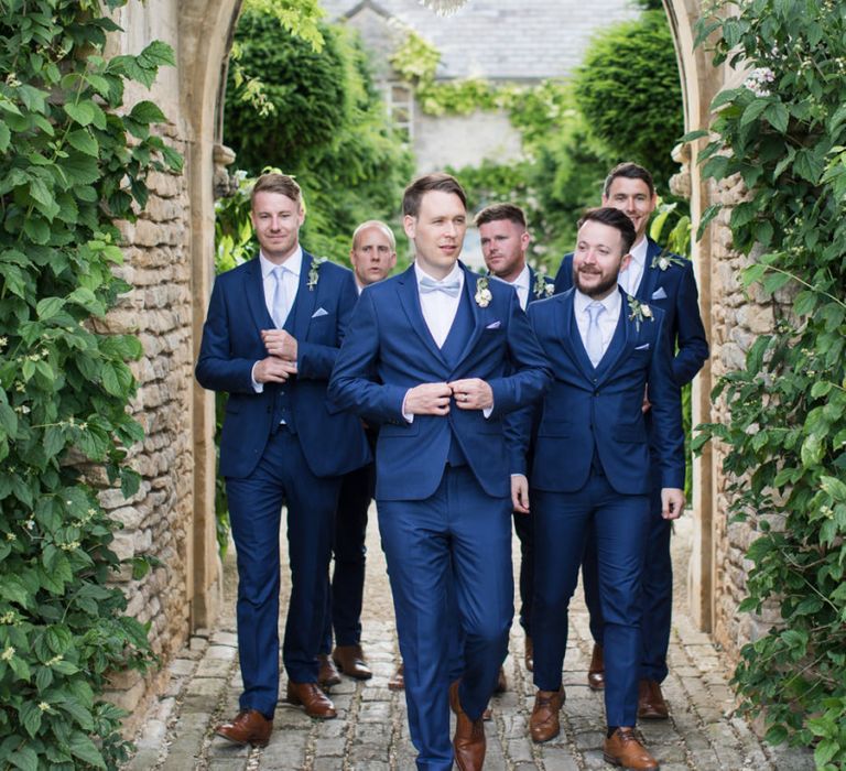 Groomsmen in Navy Blue Suits