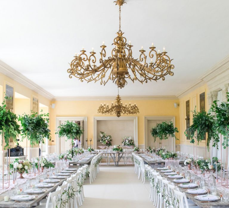 Elegant Gold and Green Wedding Reception Decor