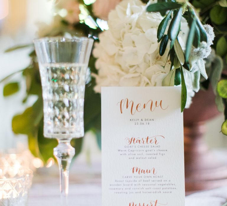 Gold Foil Calligraphy Menu Card