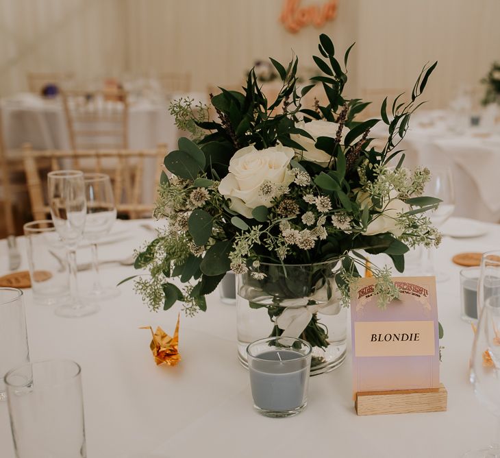 Table Names and Floral Centrepiece Wedding Decor