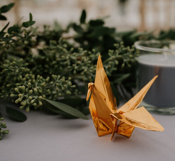 Gold Foil Origami Paper Crane Wedding Decor