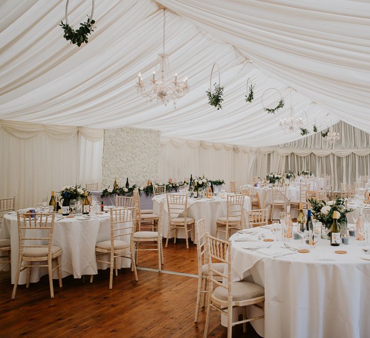 Marquee Wedding Reception with Hanging Hoop Decor