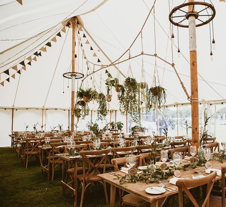 Natural and Rustic Tipi Décor with Hanging Pot Plants