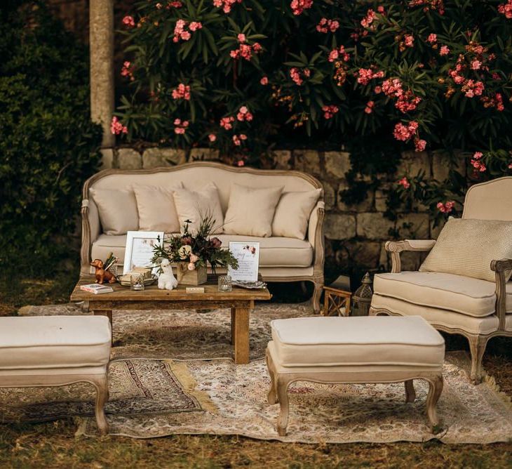 Seating area at destination wedding