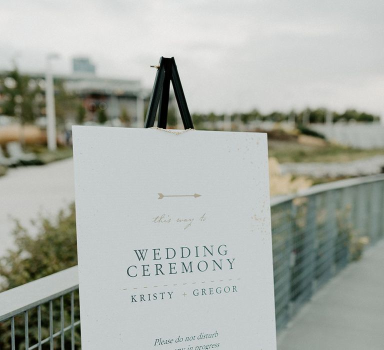 Personalised easel wedding sign for Brooklyn elopement