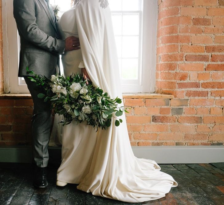 Bridal bouquet with white flowers and foliage