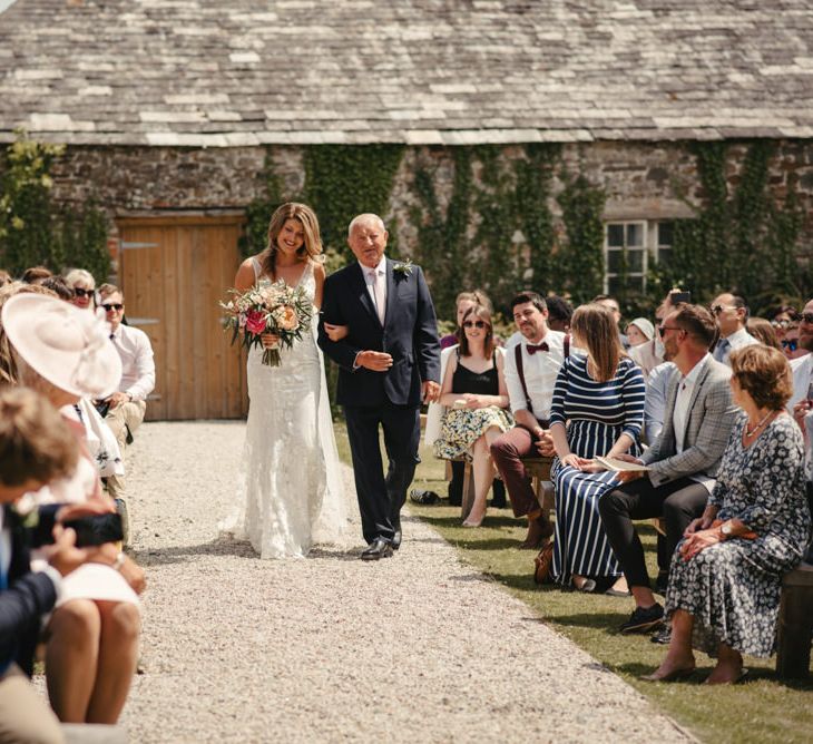 Outdoor Wedding Ceremony At Launcells Barton // // Image By McGivern Photography