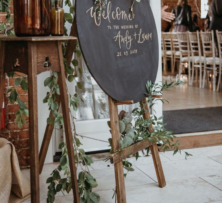 Chalkboard wedding sign for ceremony