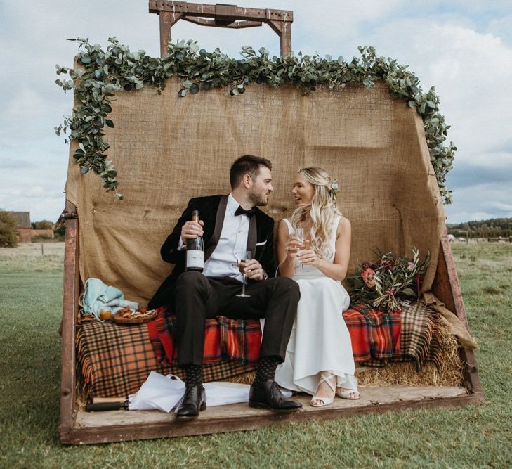 Rustic wedding decor with supermarket wedding cake