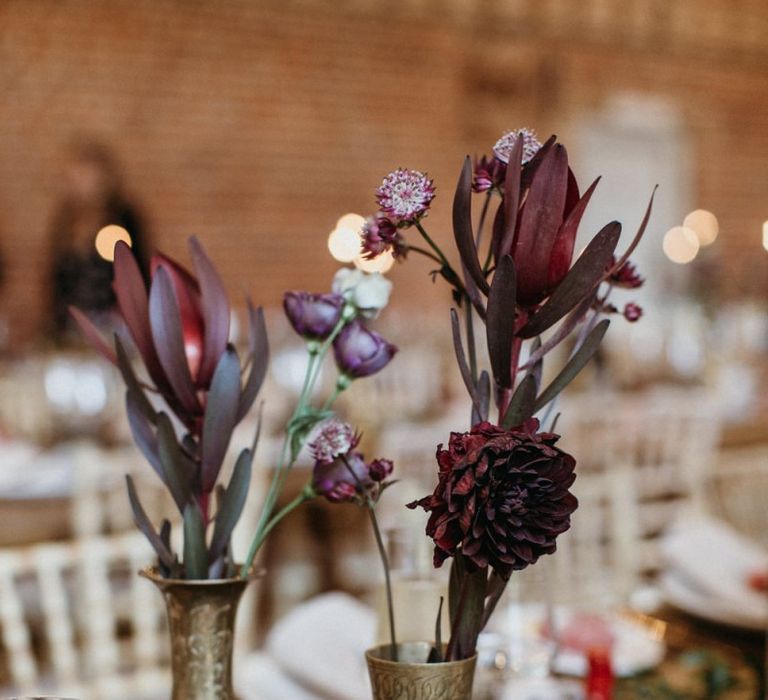 Deep red wedding flowers to match supermarket wedding cake