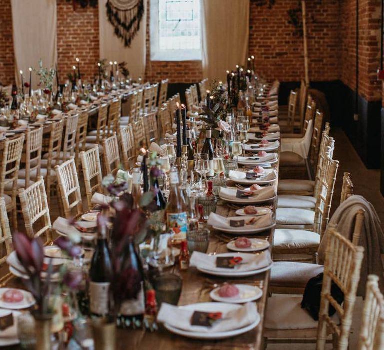 Long wedding tables for barn wedding