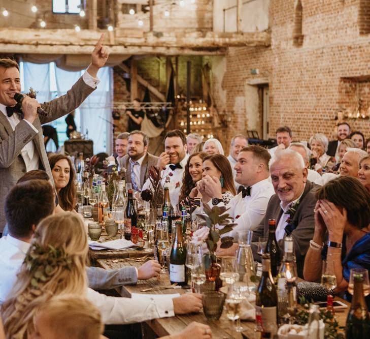 Wedding speeches and toasts at barn venue