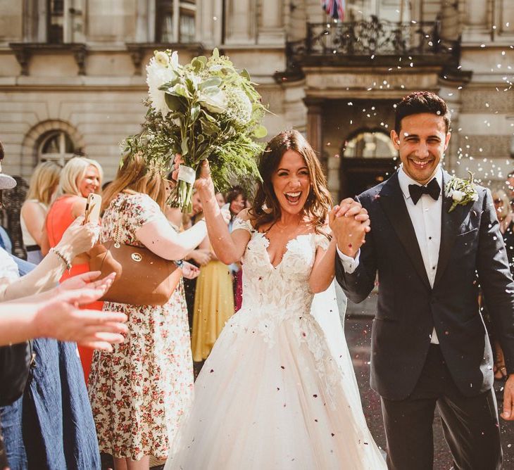 Confetti shot at London wedding ceremony