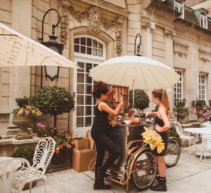 Aperol Spritz pop up bar at outdoor drinks reception in London