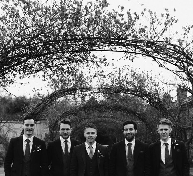 Groom and Groomsmen Portrait in Wool Suits