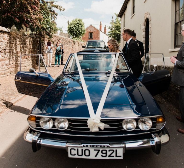 Blue Vintage Austin Healey 3000 Wedding Car