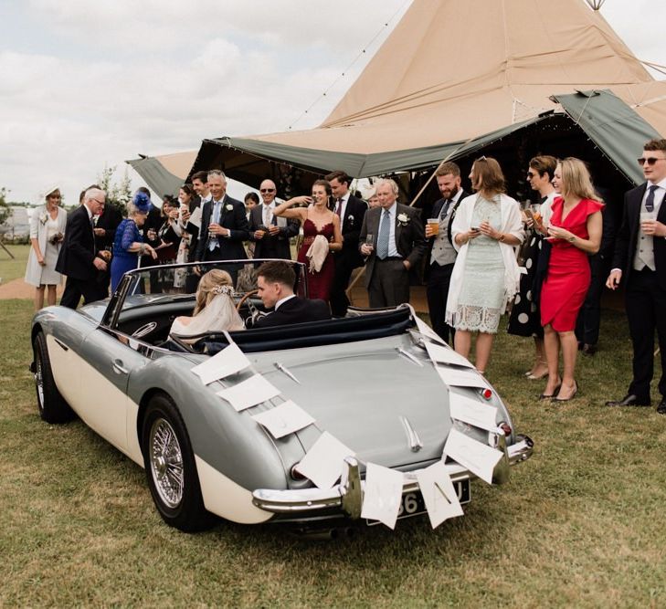 Blue Vintage Austin Healey 3000 Wedding Car