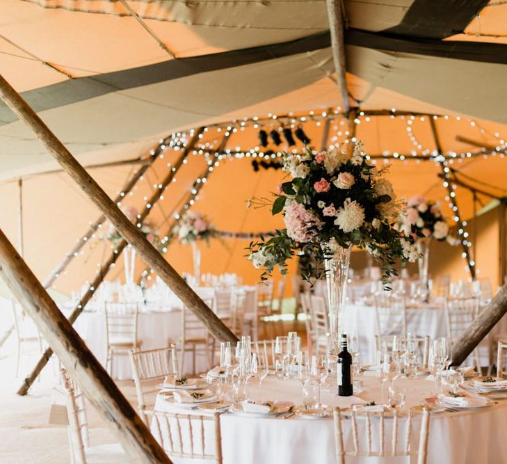 Pink and White Tall Floral Centrepiece