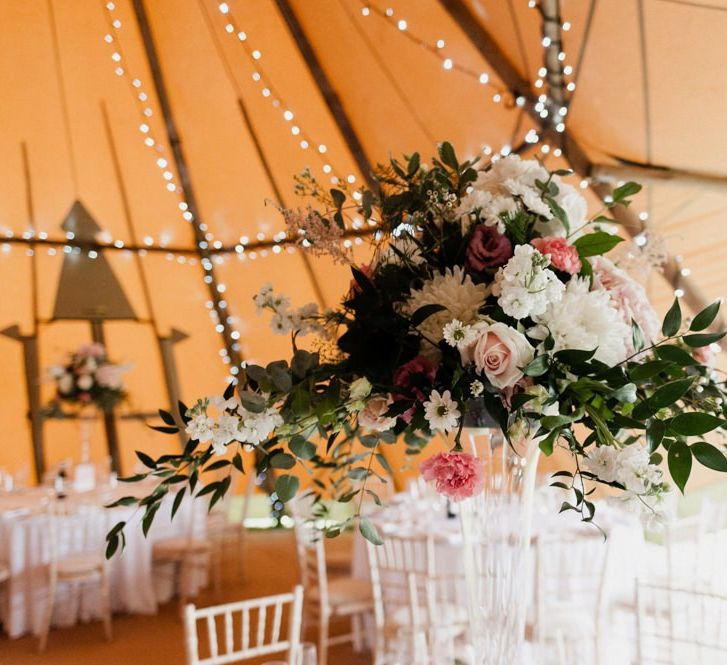 Pink and White Wedding Flower Centrepiece