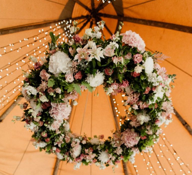 Pink, White and Green Floral Chandelier