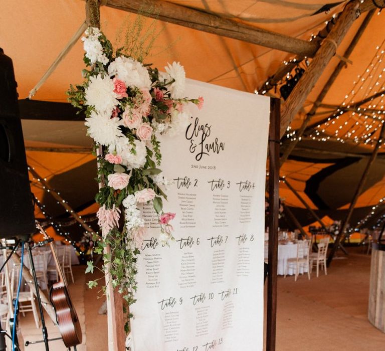 Giant Fabric Table Plan on Wooden Frame