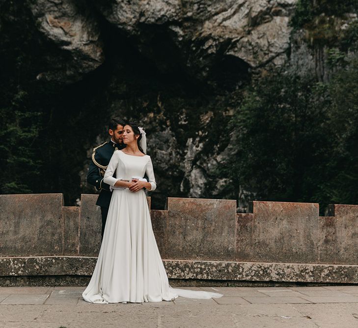 Bride and groom at Military wedding in Spain