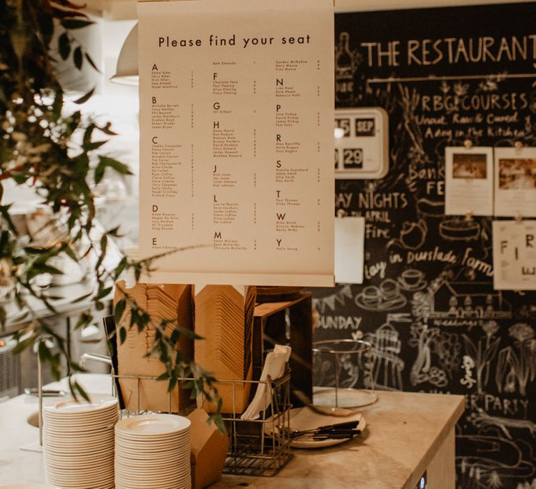 Minimalist Monochrome Seating Chart